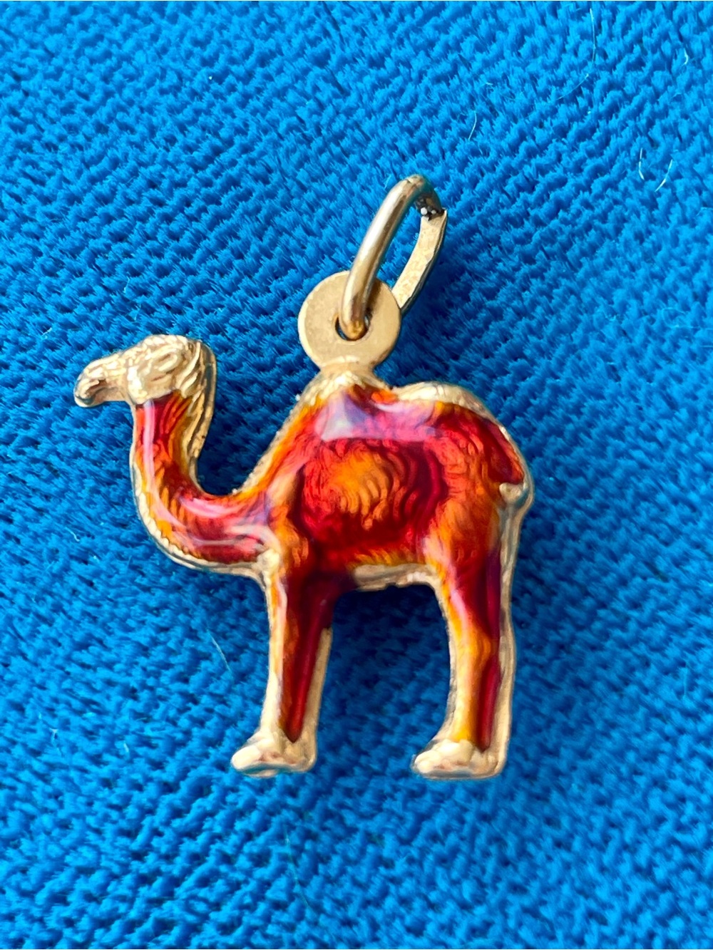 18k Gold Enamel Camel Charm